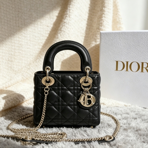 Coach Tops - Mini Lady Dior Bag Black Cannage Lambskin